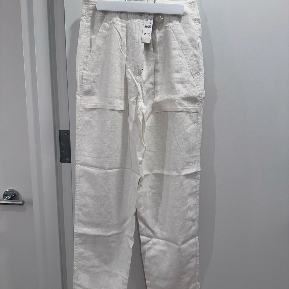 New JCrew Seaside cargo pant in linen TENCEL trade lyocell in White Size 0